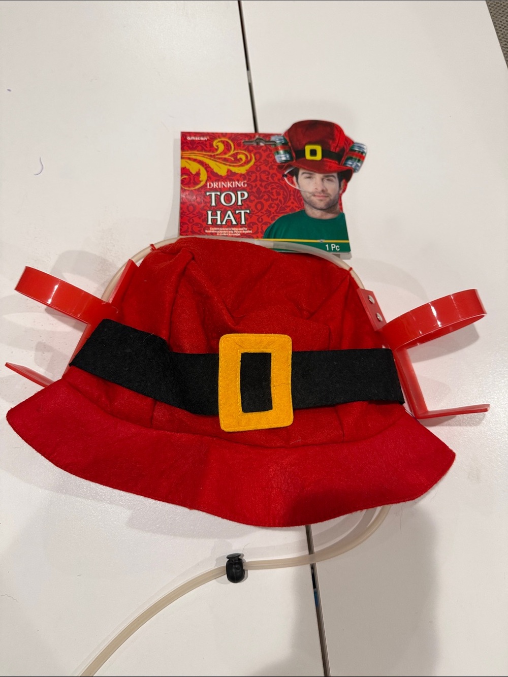 Red Drinking Top Hat with Belt Buckle
